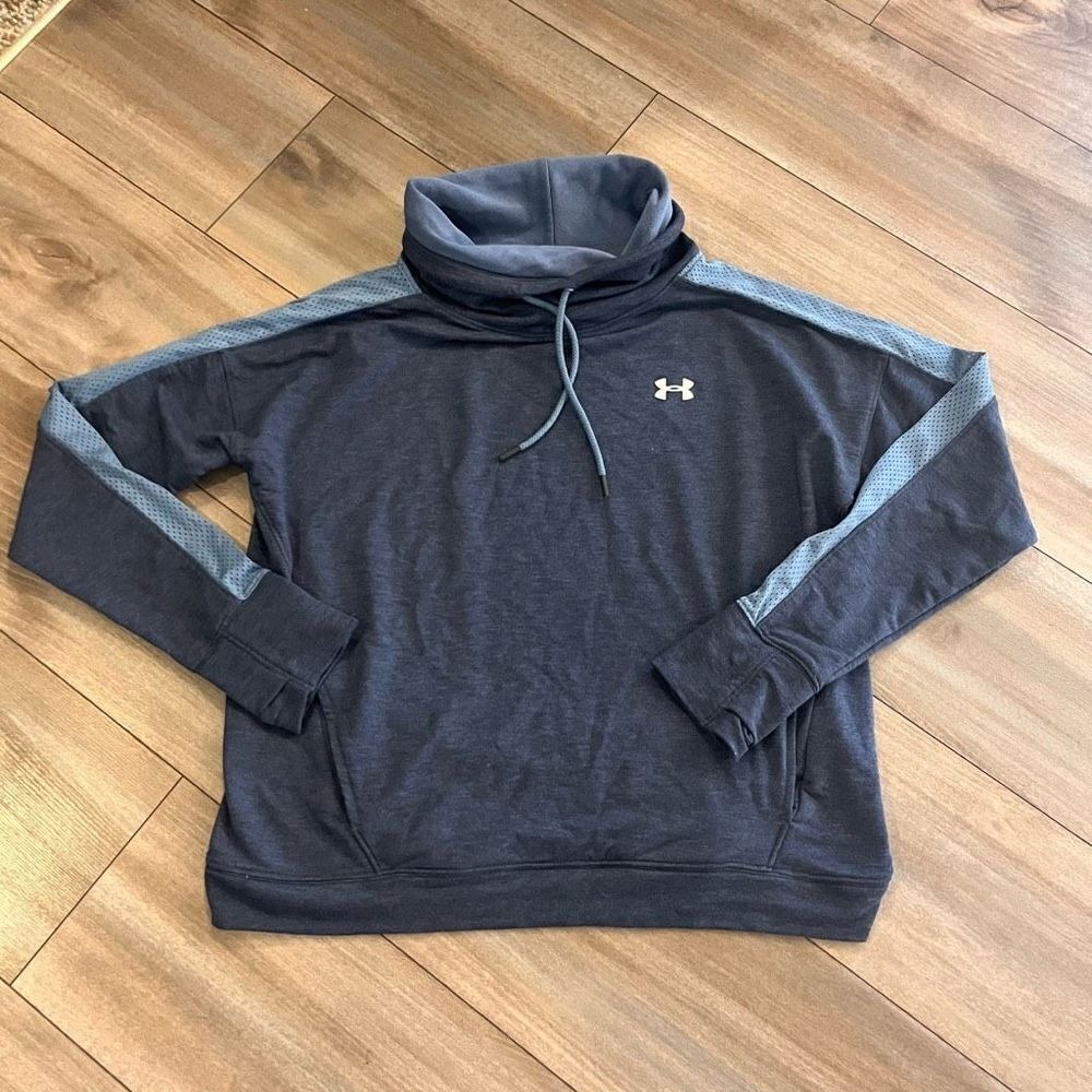 Under Armour‎ Blue Scuba Neck Athletic Hoodie Women Large